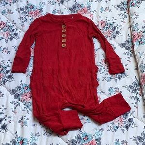 Posh Peanut Ribbed Ruffle Butt Romper